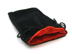 POUCH -  BLACK VELVET DICE POUCH - RED LINING (5