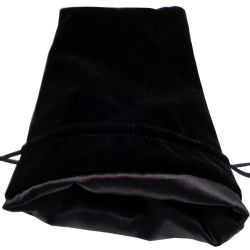 POUCH -  VELVET DICE POUCH - BLACK W/ BLACK SATIN (6