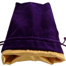 POUCH -  VELVET DICE POUCH - PURPLE W/ GOLD SATIN (6