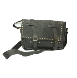 POUCHES -  LARGE LEATHER POUCH - BLACK