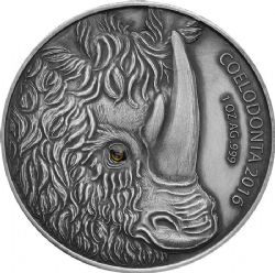 PREHISTORIC ANIMALS -  WOOLLY RHINOCEROS MOTHER -  2016 COINS OF THE REPUBLIC OF BURKINA FASO