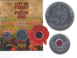 PREMEMBRANCE DAY -  90TH ANNIVERSARY OF THE END OF THE FIRST WORLD WAR -  2008 CANADIAN COINS