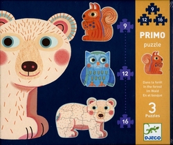 PRIMO PUZZLE -  IN THE FOREST (3 PUZZLES OF 9,12,16 PIECES) - 3+