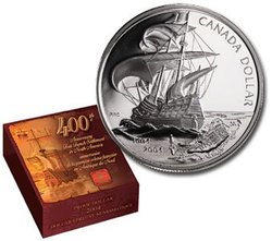 PROOF DOLLARS -  400TH ANNIVERSARY OF THE FIRST FRENCH SETTLEMENT IN NORTH AMERICA -  2004 CANADIAN COINS 34