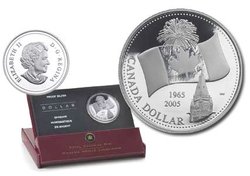PROOF DOLLARS -  40TH ANNIVERSARY OF CANADA'S NATIONAL FLAG -  2005 CANADIAN COINS 35
