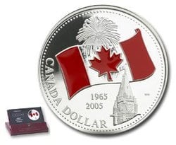 PROOF DOLLARS -  40TH ANNIVERSARY OF CANADA'S NATIONAL FLAG -  2005 CANADIAN COINS