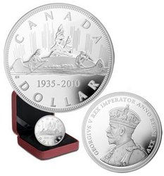 PROOF DOLLARS -  75TH ANNIVERSARY OF FIRST SILVER DOLLAR -  2010 CANADIAN COINS