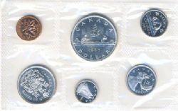 PROOF-LIKE SETS -  1965 UNCIRCULATED PROOF-LIKE SET - VARIETY I -  1965 CANADIAN COINS 13