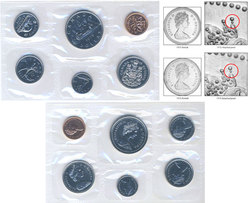 PROOF-LIKE SETS -  1975 UNCIRCULATED PROOF-LIKE SET - ATTACHED JEWELS -  1975 CANADIAN COINS 23