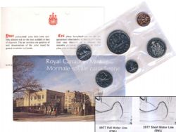 PROOF-LIKE SETS -  1977 UNCIRCULATED PROOF-LIKE SET - ATTACHED JEWELS, SHORT WATER LINES -  1977 CANADIAN COINS 25