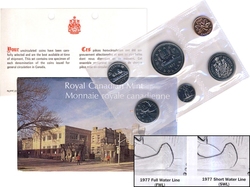 PROOF-LIKE SETS -  1977 UNCIRCULATED PROOF-LIKE SET - DETACHED JEWELS, FULL WATER LINES -  1977 CANADIAN COINS 25