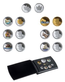 PROOF SETS (DELUXE EDITION WITH MEDALLION) -  COLOURISED CLASSIC CANADIAN COIN AND MEDALLION SET -  2019 CANADIAN COINS 02