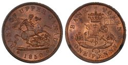 PROVINCE OF CANADA -  1850 PROVINCE OF CANADA / BANK OF UPPER CANADA PENNY, WITH DOT (G) -  JETONS DE PROVINCE DU CANADA 1850