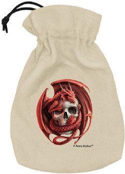 Q-WORKSHOP -  ANNE STOKES COLLECTION, DICE POUCH, BEIGE SKULL & DRAGON -  ANNE STOKES COLLECTION