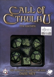 Q-WORKSHOP -  CALL OF CTHULHU, RPG DICE SET, BLACK & GREEN -  CALL OF CTHULHU