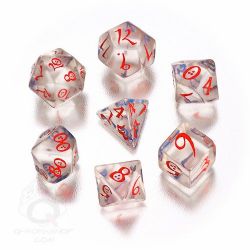Q-WORKSHOP -  CLASSIC RPG DICE SET, TRANSLUSCENT, BLUE AND RED -  CLASSIC RPG DICE SET