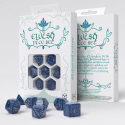 Q WORKSHOP -  ELVISH COBALT & SILVER DICE SET Q-WORKSHOP