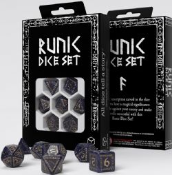 Q-WORKSHOP -  RPG DICE SET, RUNIC MIXED BLUE GOLD -  RUNIC