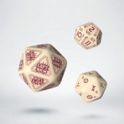 Q-WORKSHOP -  RUNEQUEST, RPG DICE SET, BEIGE AND BURGUNDY EXPANSION (3) -  RUNEQUEST