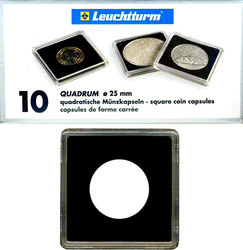 QUADRUM -  SQUARE CAPSULES FOR 25 MM COINS (PACK OF 10)
