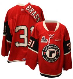 QUEBEC REMPARTS -  2012-13 FRANCOIS BRASSARD #31 RED GAME-USED JERSEY SIZE 58