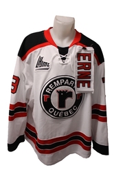 QUEBEC REMPARTS -  2013-14 ADAM ERNE #73 WHITE GAME-USED JERSEY SIZE 56