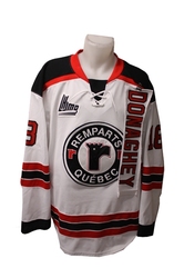QUEBEC REMPARTS -  2013-14 CODY DONAGHEY #18 WHITE GAME-USED JERSEY SIZE 56