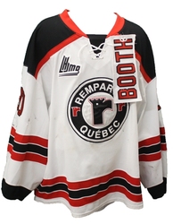 QUEBEC REMPARTS -  2014-15 CALLUM BOOTH #30 WHITE GAME-USED JERSEY SIZE 58+