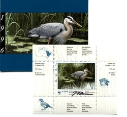 QUEBEC WILDLIFE HABITAT CONSERVATION -  1996 GREAT BLUE HERON (SIGNED) - WWF (WITH SURCHARGE) 09