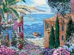 RAVENSBURGER -  CANVAS PAINT BY NUMBERS - MEDITERRANEAN LANDSCAPE (12