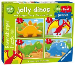RAVENSBURGER -  JOLLY DINOS - 4 PUZZLES (2/3/4/5 PIECES) - 18+ MONTHS -  MY FIRST PUZZLES