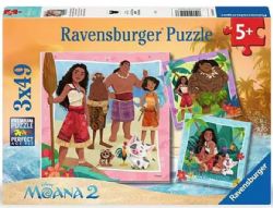 RAVENSBURGER -  OFF TO NEW ADVENTURES (3X49 PIECES) -  MOANA 2