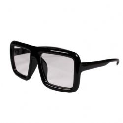 RECTANGULAR THICK FRAMES GLASSES - GLOSSY BLACK