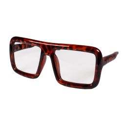 RECTANGULAR THICK FRAMES GLASSES - LEOPARD