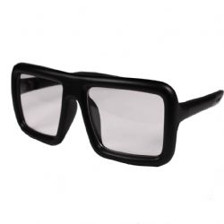 RECTANGULAR THICK FRAMES GLASSES - MATTE BLACK