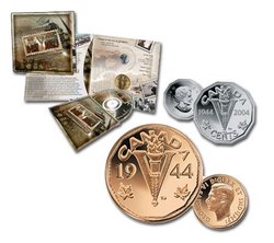 REMEMBRANCE DAY -  60TH ANNIVERSARY OF D-DAY - MEDALLION AND HISTORICAL CD INCLUDED -  2004 CANADIAN COINS