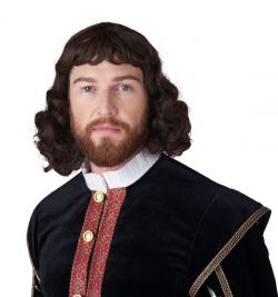 RENAISSANCE LORD WIG - BROWN (ADULT)