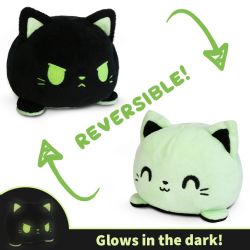 REVERSIBLE PLUSHIES -  BLACK AND GREEN - GLOW IN THE DARK -  CAT