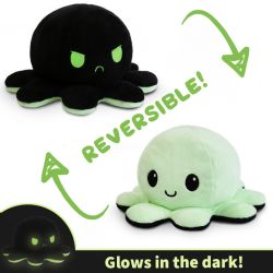 REVERSIBLE PLUSHIES -  BLACK AND GREEN - GLOW IN THE DARK -  OCTOPUS