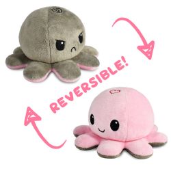 REVERSIBLE PLUSHIES -  GRAY WITH BROKEN HEART AND PINK WITH HEART -  PIEUVRE