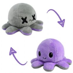 REVERSIBLE PLUSHIES -  PURPLE AND GREY WITH DEAD EYES -  OCTOPUS