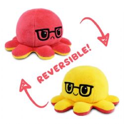 REVERSIBLE PLUSHIES -  WITH GLASSES HAPPY YELLOW AND ANGRY RED -  OCTOPUS