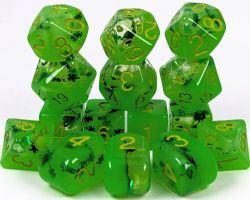 ROLE 4 INITIATIVE -  15 DICE RPG SET, LIT LEPRECHAUN (GLOW IN THE DARK!)