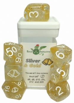 ROLE 4 INITIATIVE -  RPG DICE SET, SILVER & GOLD