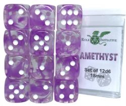 ROLE 4 INITIATIVE -  SET OF 12 SIX SIDED DICE (18MM) - DIFFUSION AMETHYST
