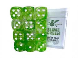 ROLE 4 INITIATIVE -  SET OF 12 SIX SIDED DICE (18MM) - DIFFUSION SLIME GREEN