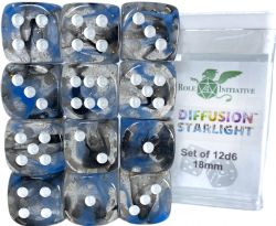 ROLE 4 INITIATIVE -  SET OF 12 SIX SIDED DICE (18MM) - DIFFUSION STARLIGHT