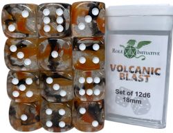 ROLE 4 INITIATIVE -  SET OF 12 SIX SIDED DICE (18MM) - DIFFUSION VOLCANIC BLAST