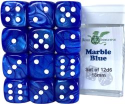 ROLE 4 INITIATIVE -  SET OF 12 SIX SIDED DICE (18MM) - MARBLE BLUE