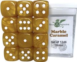 ROLE 4 INITIATIVE -  SET OF 12 SIX SIDED DICE (18MM) - MARBLE CARAMEL